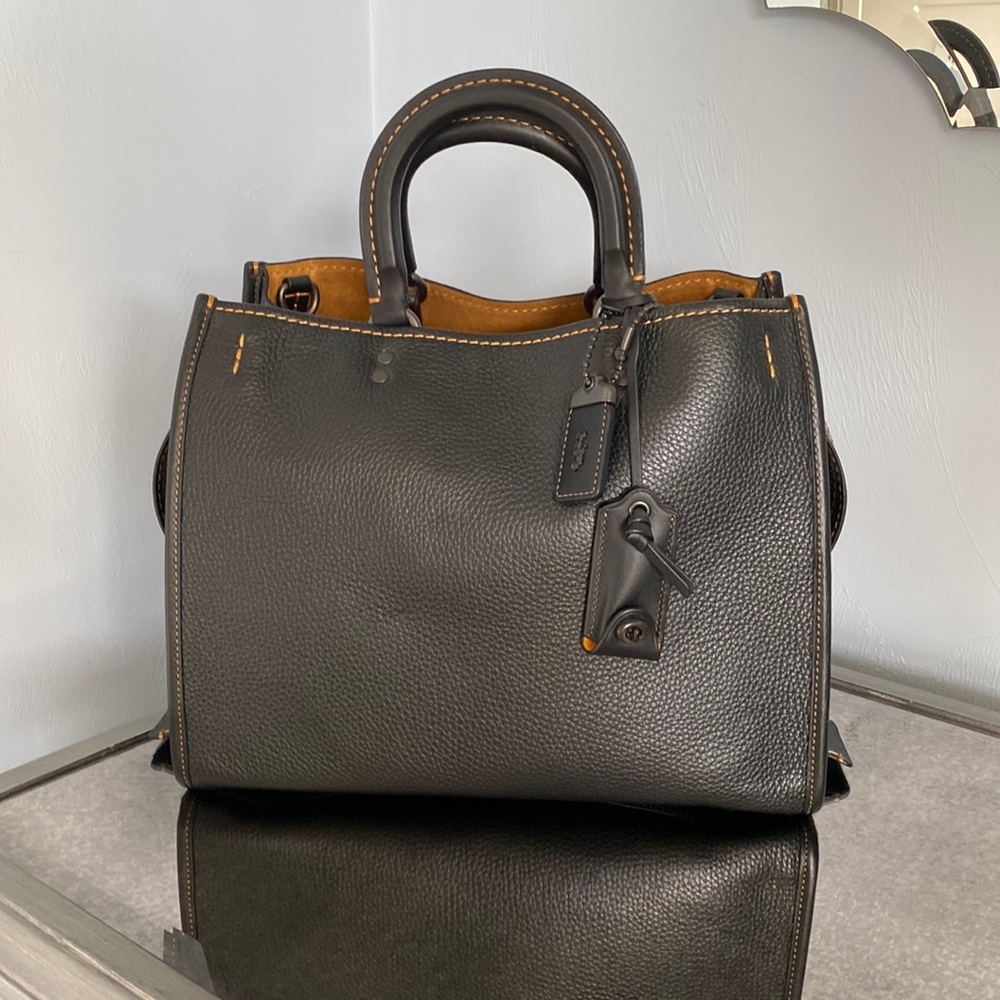 Coach 1941 Rogue in black glovetanned pebbled leather & honey suede lining